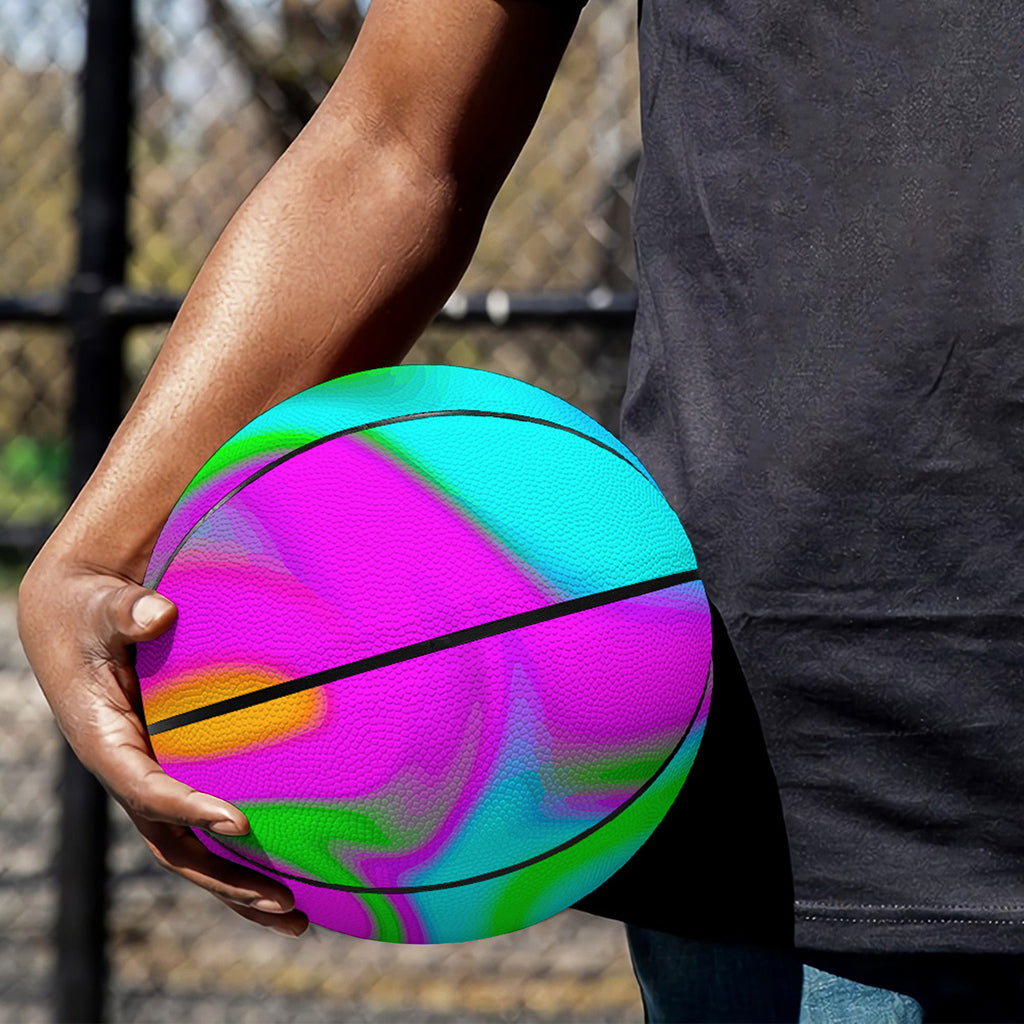 Holographic Neon Liquid Trippy Print Basketball