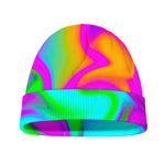 Holographic Neon Liquid Trippy Print Beanie