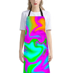 Holographic Neon Liquid Trippy Print Bib Apron With Pocket