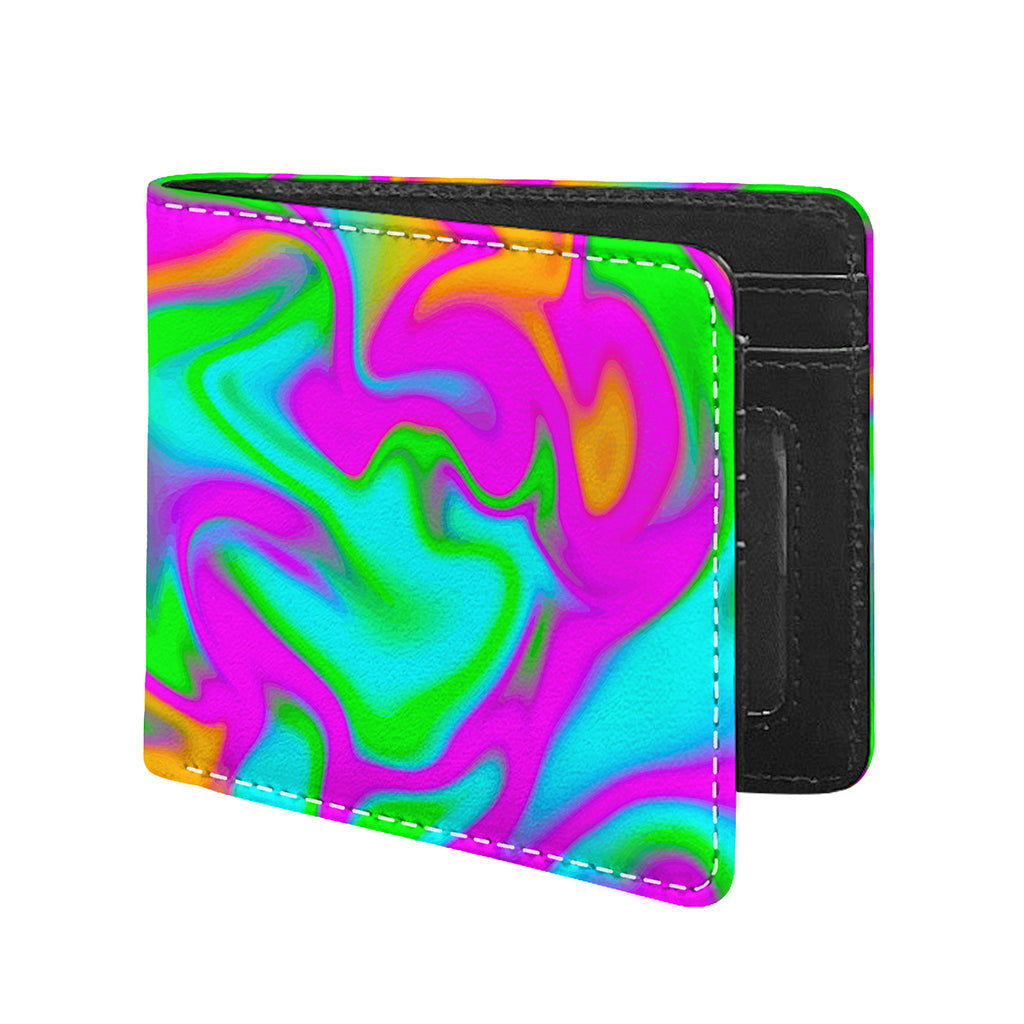 Holographic Neon Liquid Trippy Print Bifold Wallet