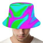 Holographic Neon Liquid Trippy Print Bucket Hat