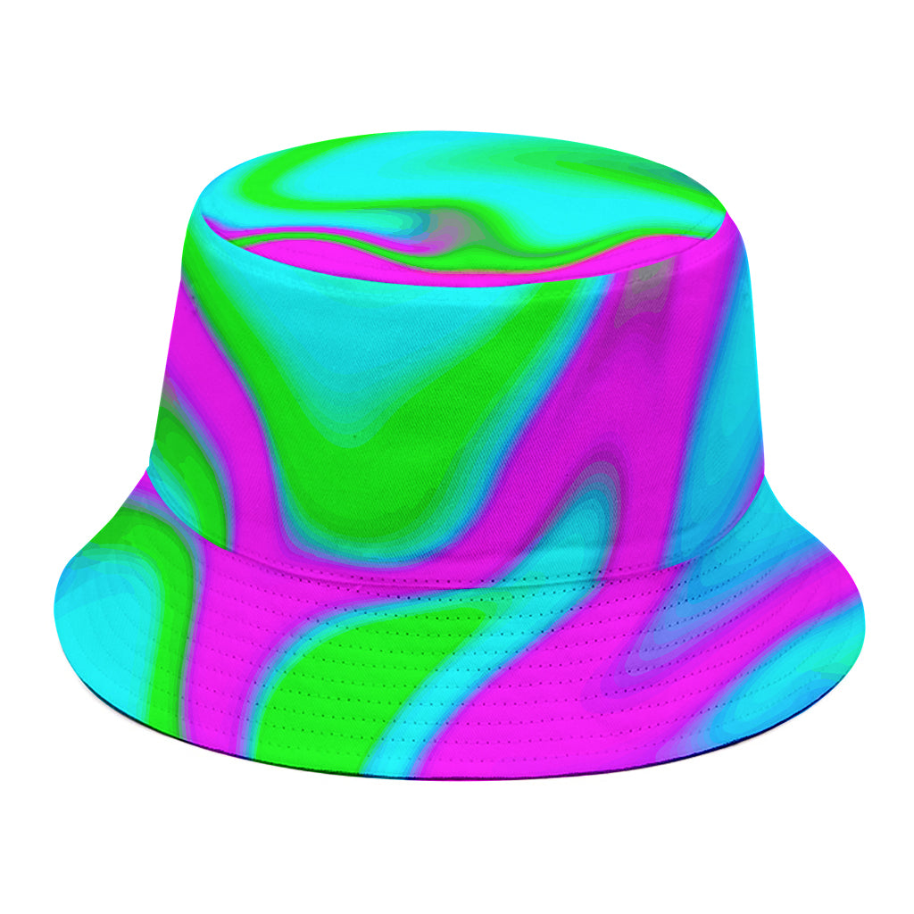 Holographic Neon Liquid Trippy Print Bucket Hat