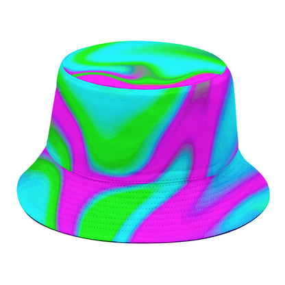 Holographic Neon Liquid Trippy Print Bucket Hat