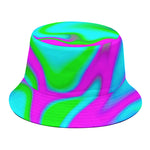 Holographic Neon Liquid Trippy Print Bucket Hat