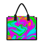 Holographic Neon Liquid Trippy Print Canvas Tote Bag