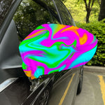 Holographic Neon Liquid Trippy Print Car Side Mirror Covers