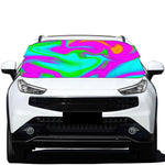 Holographic Neon Liquid Trippy Print Car Windshield Snow Cover