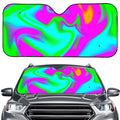 Holographic Neon Liquid Trippy Print Car Windshield Sun Shade