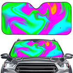 Holographic Neon Liquid Trippy Print Car Windshield Sun Shade