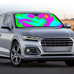 Holographic Neon Liquid Trippy Print Car Windshield Sun Shade