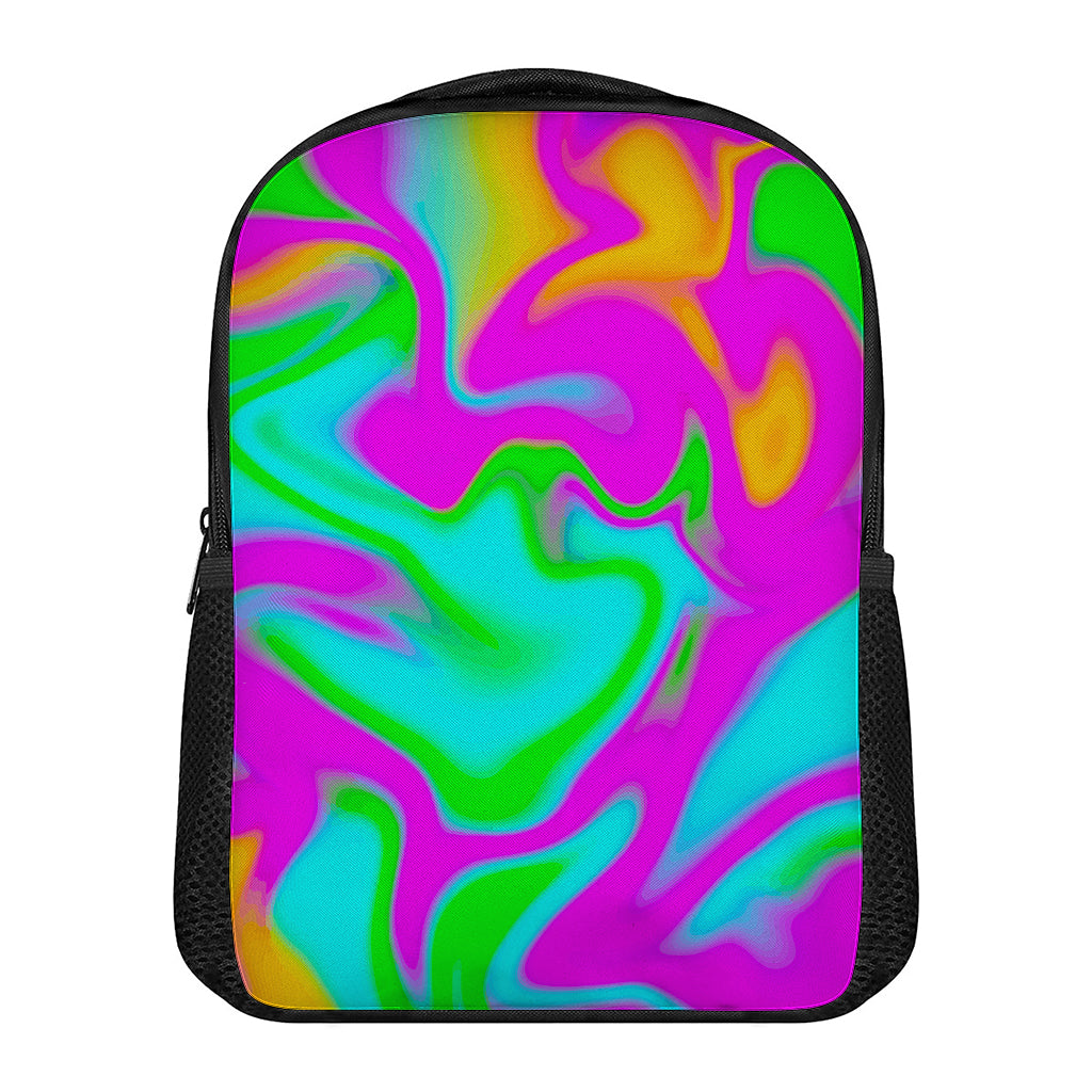 Holographic Neon Liquid Trippy Print Casual Backpack