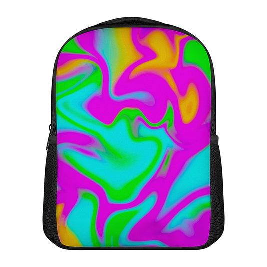 Holographic Neon Liquid Trippy Print Casual Backpack