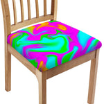 Holographic Neon Liquid Trippy Print Chair Cushion Cover