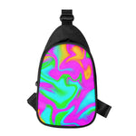 Holographic Neon Liquid Trippy Print Chest Bag