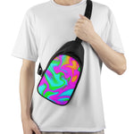Holographic Neon Liquid Trippy Print Chest Bag
