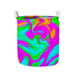 Holographic Neon Liquid Trippy Print Collapsible Laundry Basket
