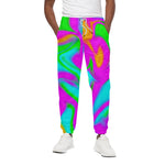 Holographic Neon Liquid Trippy Print Cotton Pants