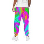 Holographic Neon Liquid Trippy Print Cotton Pants