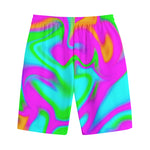 Holographic Neon Liquid Trippy Print Cotton Shorts