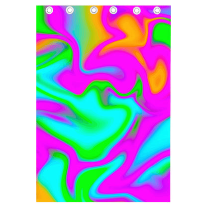 Holographic Neon Liquid Trippy Print Curtain