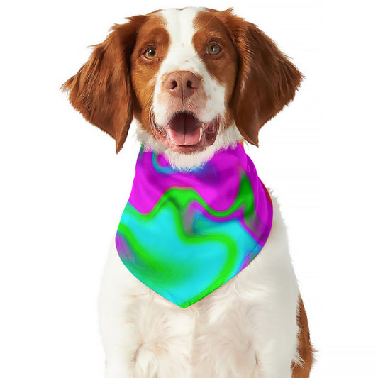 Holographic Neon Liquid Trippy Print Dog Bandana