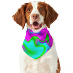 Holographic Neon Liquid Trippy Print Dog Bandana