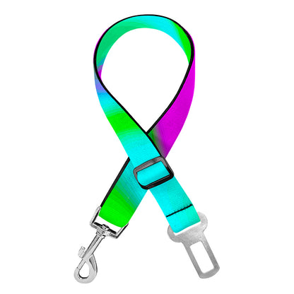 Holographic Neon Liquid Trippy Print Dog Seat Belt