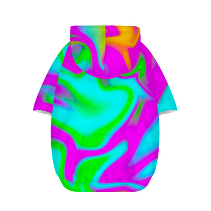 Holographic Neon Liquid Trippy Print Dog Zip Up Hoodie