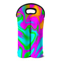 Holographic Neon Liquid Trippy Print Double Neoprene Wine Tote
