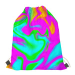 Holographic Neon Liquid Trippy Print Drawstring Bag
