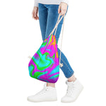 Holographic Neon Liquid Trippy Print Drawstring Bag