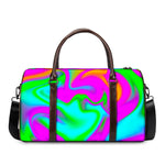 Holographic Neon Liquid Trippy Print Duffle Bag