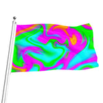 Holographic Neon Liquid Trippy Print Flag