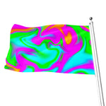 Holographic Neon Liquid Trippy Print Flag