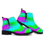 Holographic Neon Liquid Trippy Print Flat Ankle Boots