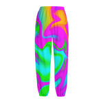 Holographic Neon Liquid Trippy Print Fleece Lined Knit Pants
