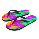 Holographic Neon Liquid Trippy Print Flip Flops
