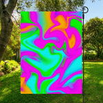 Holographic Neon Liquid Trippy Print Garden Flag