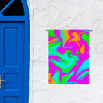 Holographic Neon Liquid Trippy Print Garden Flag