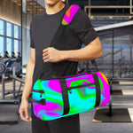 Holographic Neon Liquid Trippy Print Gym Bag
