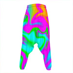 Holographic Neon Liquid Trippy Print Hammer Pants