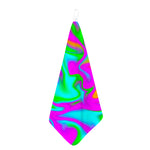 Holographic Neon Liquid Trippy Print Hand Towel