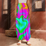 Holographic Neon Liquid Trippy Print Harem Pants