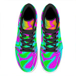 Holographic Neon Liquid Trippy Print High Top Leather Sneakers