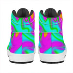 Holographic Neon Liquid Trippy Print High Top Leather Sneakers
