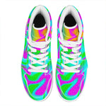 Holographic Neon Liquid Trippy Print High Top Leather Sneakers