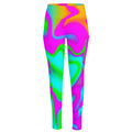 Holographic Neon Liquid Trippy Print High-Waisted Pocket Leggings