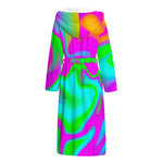 Holographic Neon Liquid Trippy Print Hooded Bathrobe