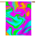 Holographic Neon Liquid Trippy Print House Flag