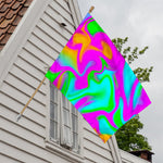 Holographic Neon Liquid Trippy Print House Flag